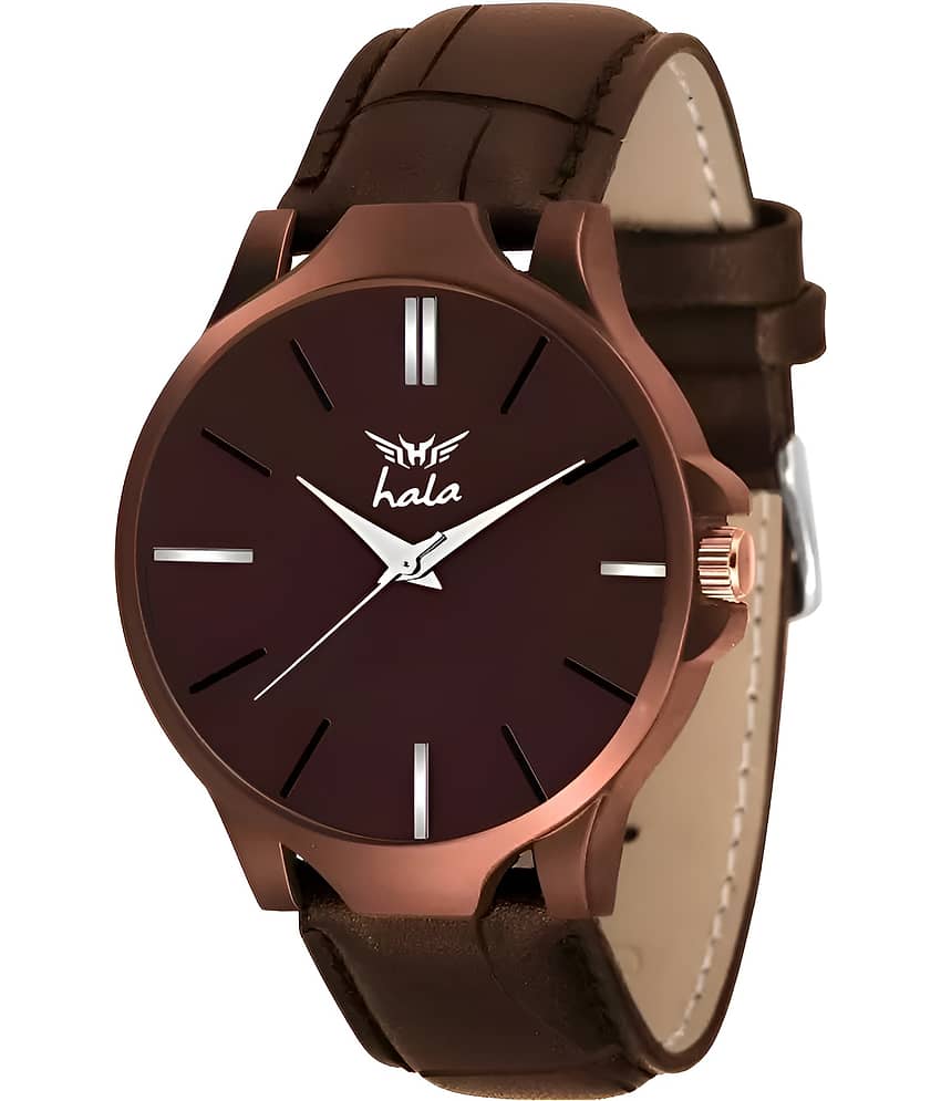 Hala Brown Leather Analog Men's Watch