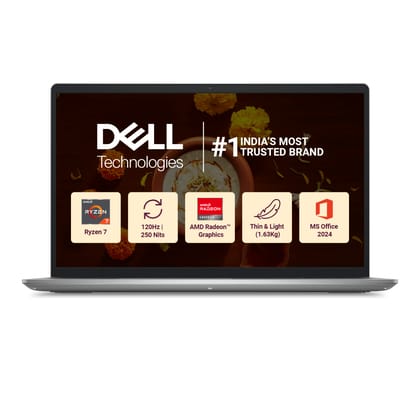 Dell 15, AMD Ryzen 7-7730U, 16GB DDR4, 512GB SSD, FHD, 15.6"/39.6cm, Windows 11, Microsoft Office Home 2024, Platinum Silver, 1.63Kg, [Dell 15], 120Hz 250nits, AMD Radeon Graphics,Thin & Light, Laptop Dell 15, AMD Ryzen 7-7730U, 16GB DDR4, 512GB SSD, FHD