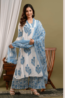 Printed Kurta, Palazzo & Dupatta Set-M-38
