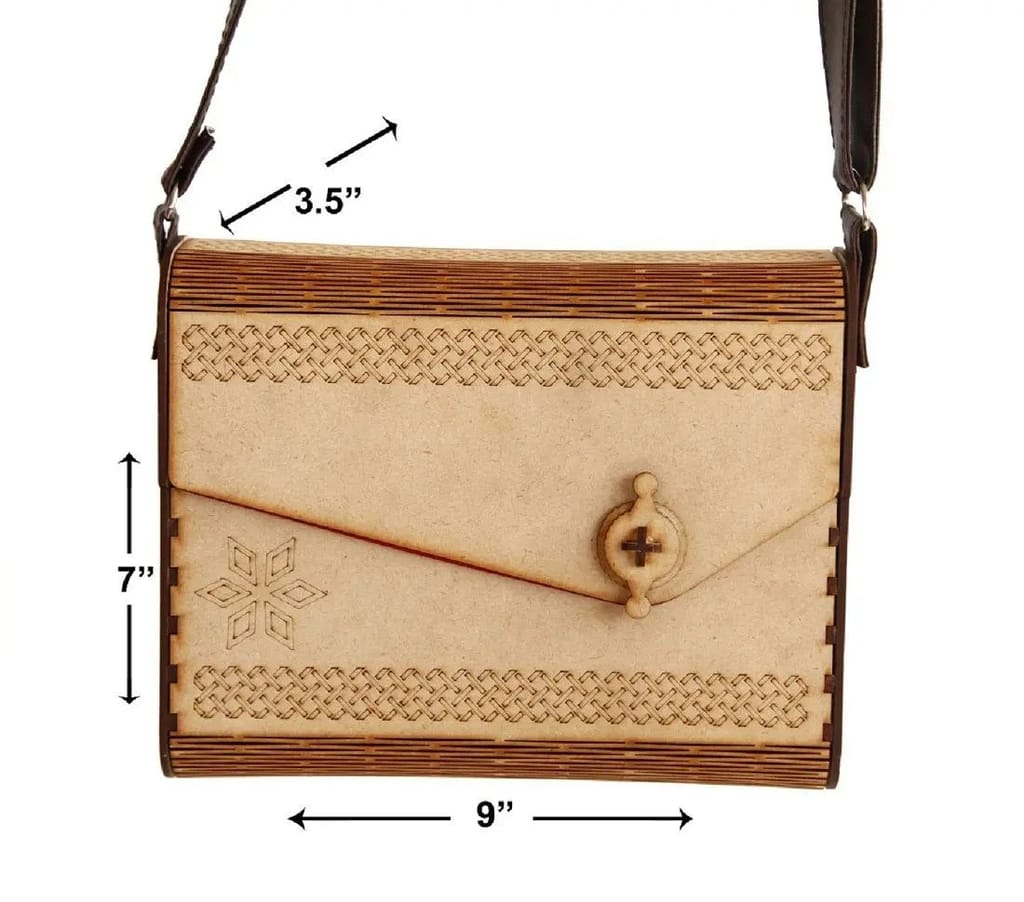 Nordic Snowflake Wooden Sling Bag