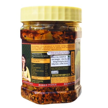 Baya India Mango Chatpata Pickle | 350g | Homemade Spicy & Tangy Aam ka Achar | Authentic Indian Pickle | No Preservatives