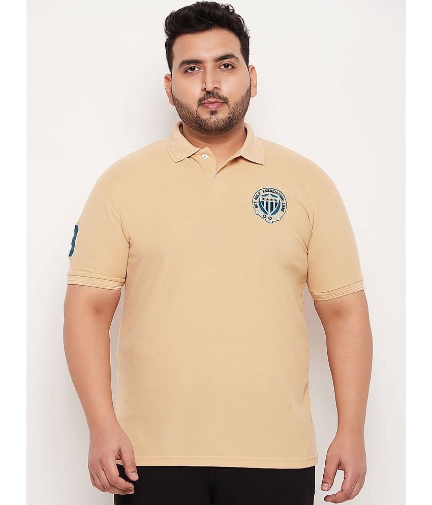 GET GOLF Pack of 1 Cotton Blend Regular Fit Solid Half Sleeves Men's Polo T Shirt ( Beige )