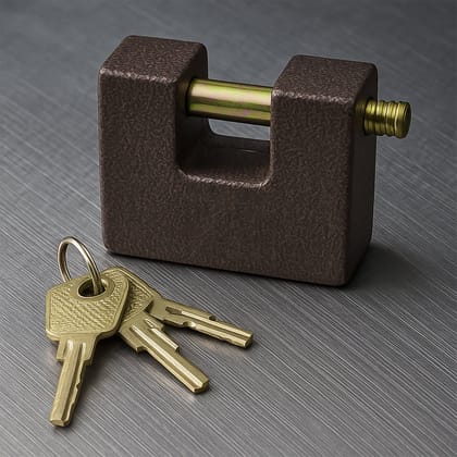 Iron lock, Brass Core and Thickened Spray Black Iron Door Lock With 5 pc Keys for Home Dormitory, Waterproof Antirust Anti-theft locks Outdoor Gate Shed Locks Warehouse Big Iron Door Drawer Lock (63 mm )