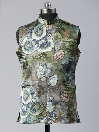 Olive Floral Print Jacket-S/38