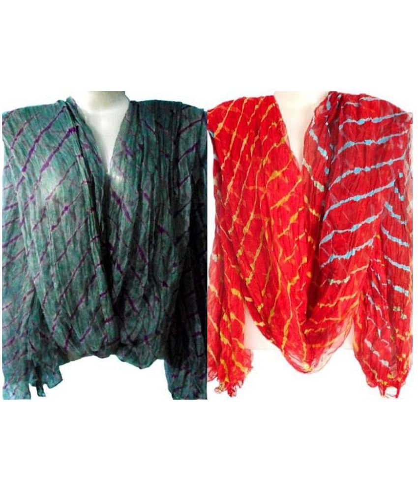 Apratim Multicoloured Chiffon Leheria Dupatta