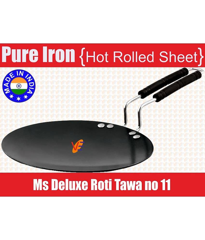 Veer Deluxe handle - Iron Concave Tawa ( Pack of 1 )