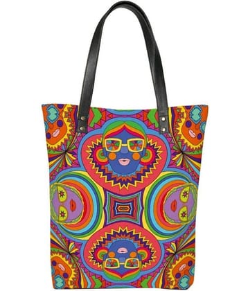 Lychee Bags Tote Bag Canvas Set of 1 ( Multicolor )
