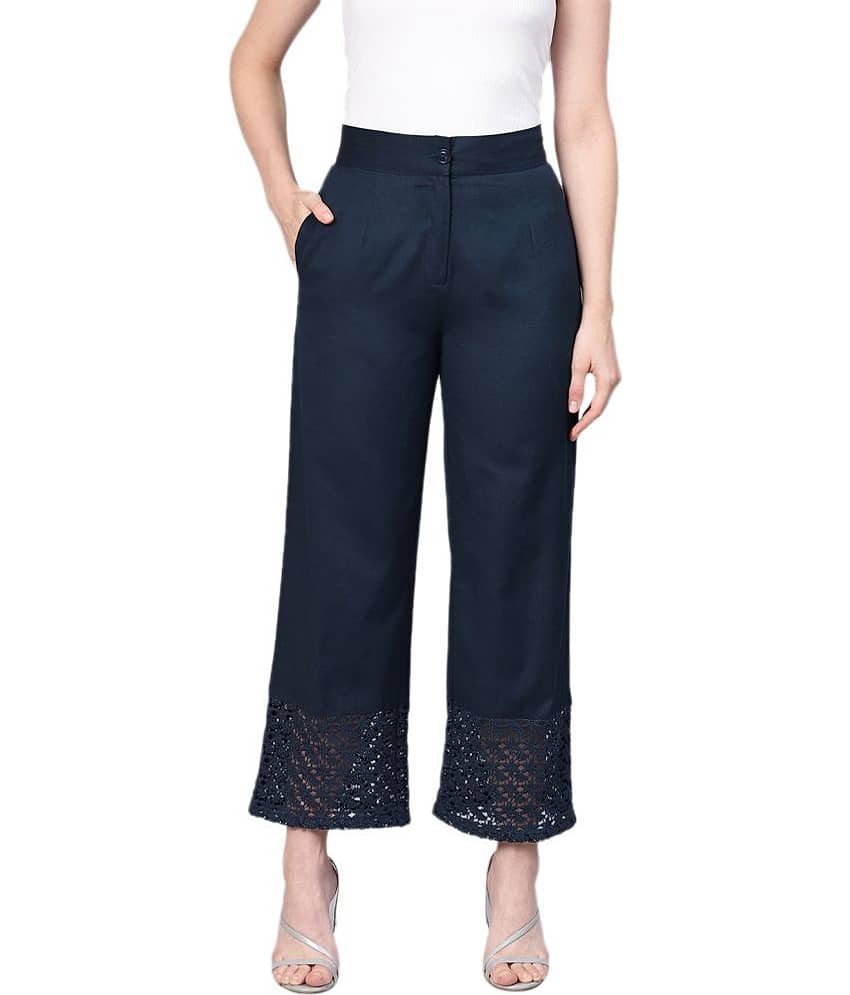 Juniper - Navy Cotton Blend Wide leg Women's Palazzos ( Pack of 1 )
