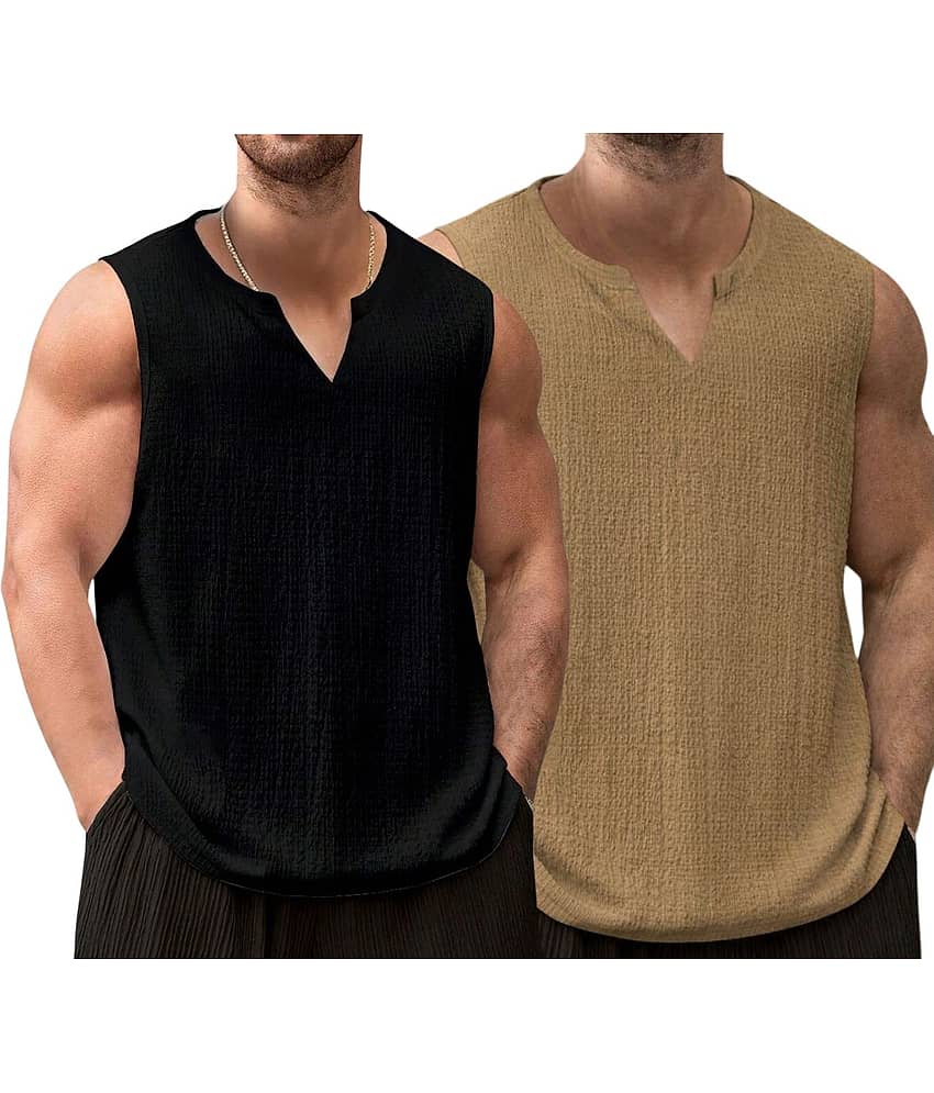 RodZen pack of 2 Cotton Blend Tank For Men ( Multicolor )
