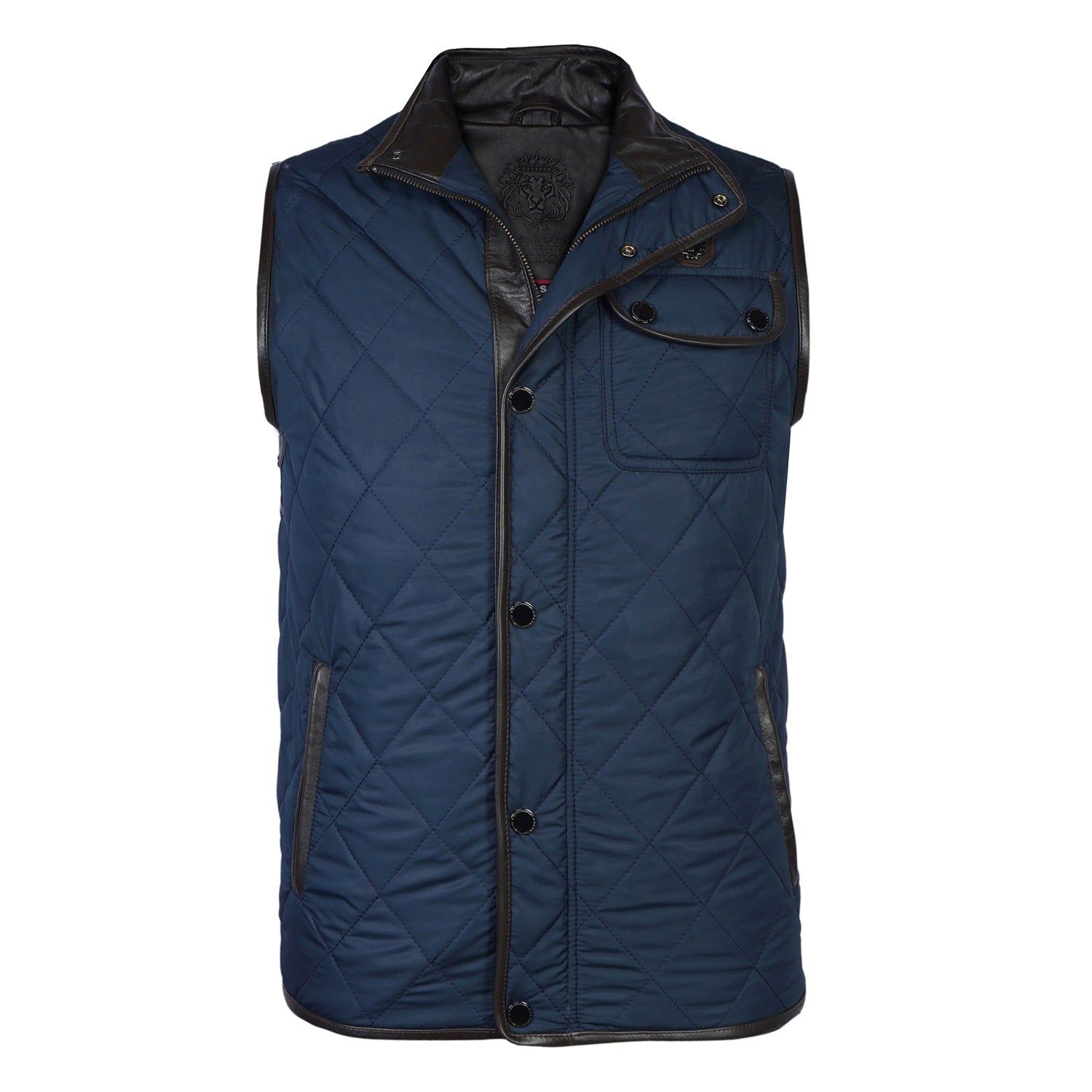 Blue Puffer Jacket With Chest Flap Pocket-S
