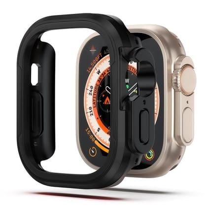 Premium Metal Bumper With TPU Case By iSerieshub For Smart Watch-49MM / Black