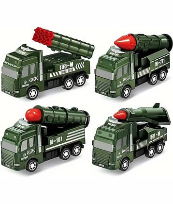 Fratelli Pack of 4 Army Vehicle Set with Moving Parts, Pretend War & Action Toy for Kids/Made in India/BIS Approved qualitys/Made in India/4.5 inch Miniatures