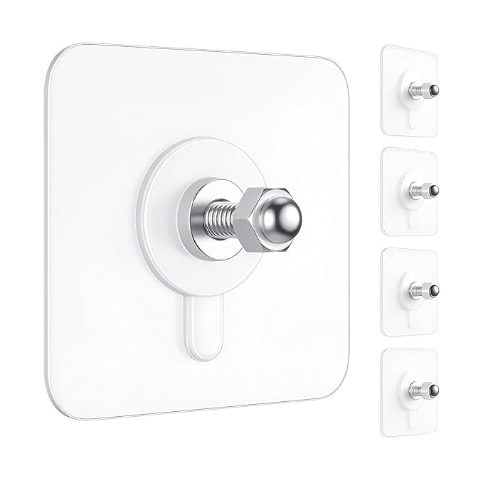 Heavy Duty Adhesive Wall Screw Hooks No-Drill Traceless Hanging Nails Self-Adhesive Wall Mounts for Bathroom Caddies and Home Decor Damage-Free Installation (Pack of 5)