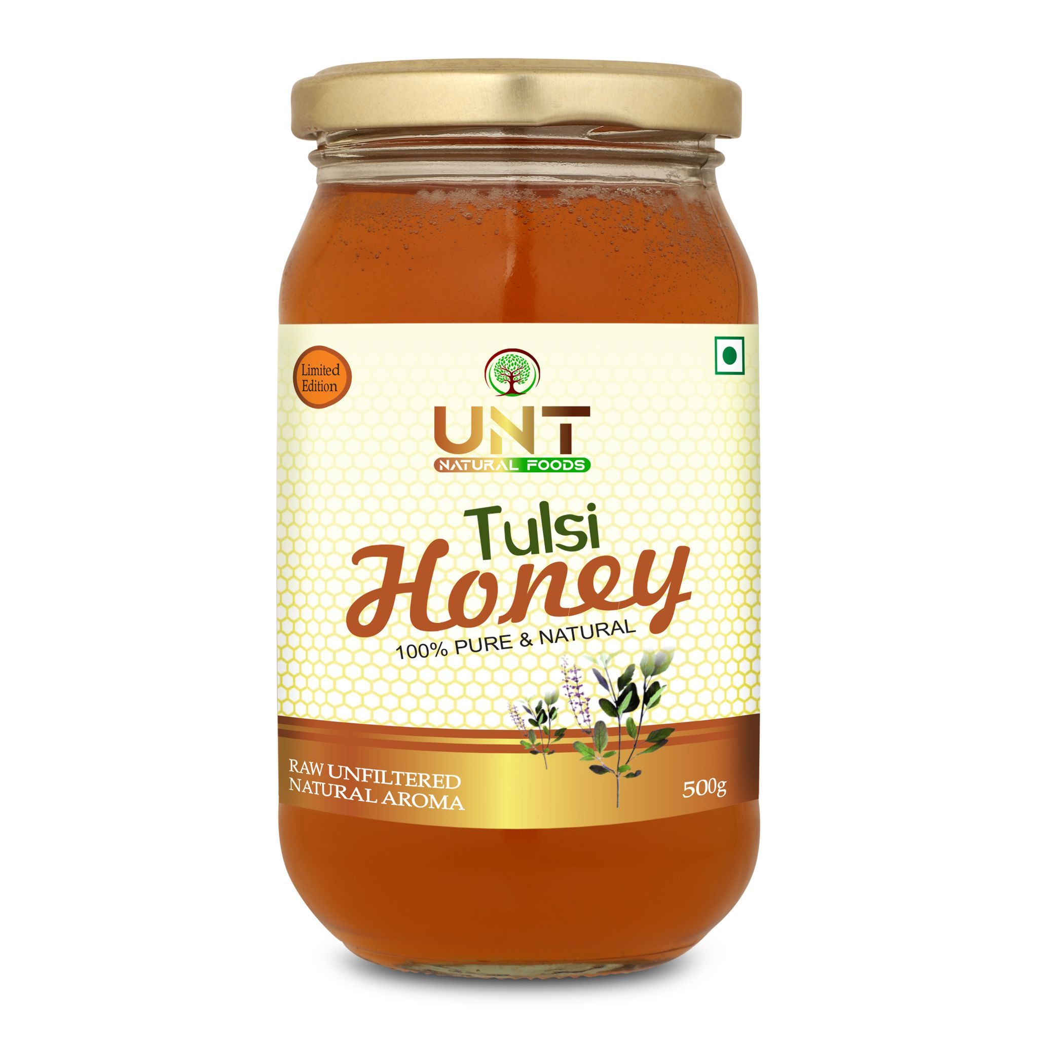 Pure Tulsi Honey | 100% Natural, Raw & Unprocessed | Boosts Immunity, Soothes Throat & Aids Digestion | Ayurvedic Herbal Honey – 500g