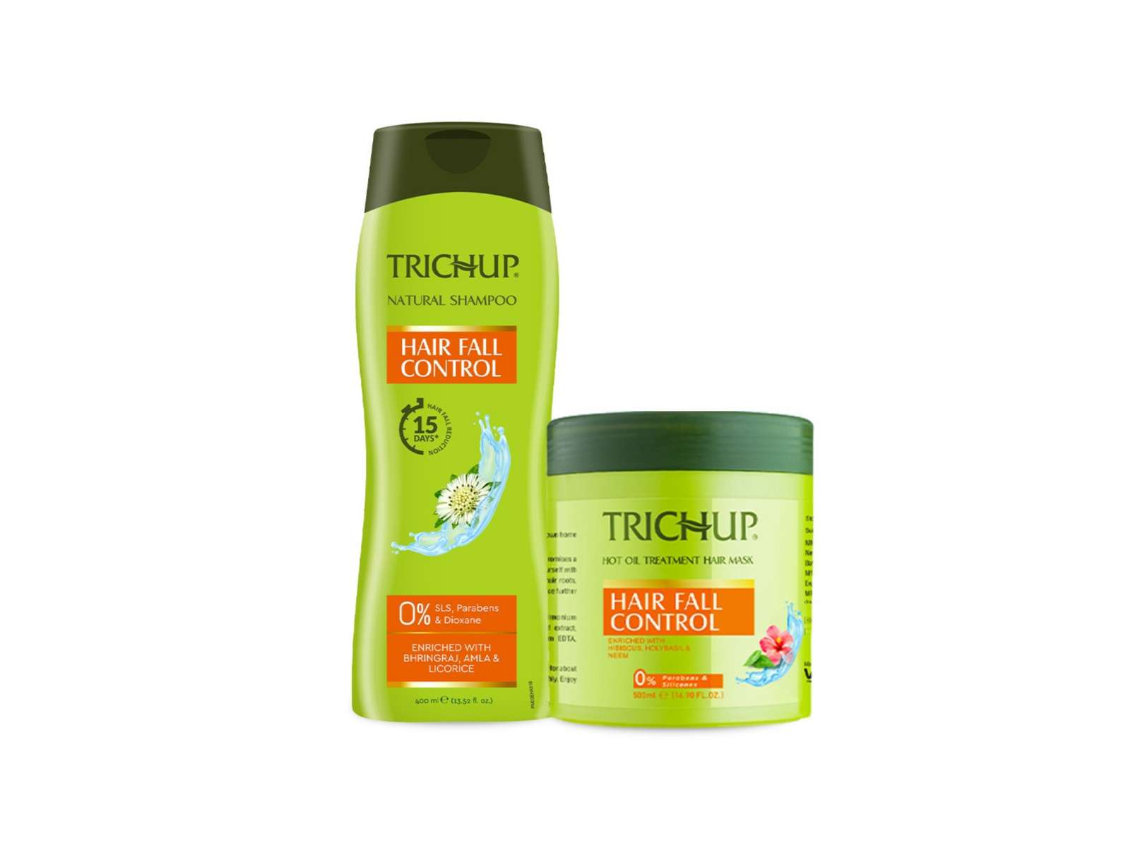 Trichup Hair Fall Control Kit – Shampoo 400 ml & Hair Mask 500 ml – Herbal Hair Care for Stronger, Healthier Hair
