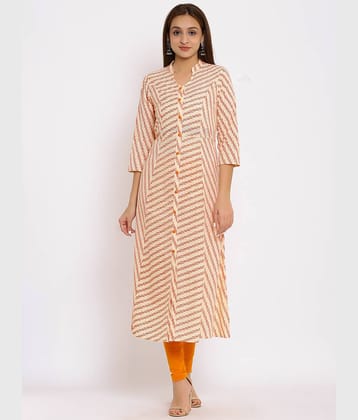 FabbibaPrints - Orange Cotton Blend Women's Front Slit Kurti ( Pack of 1 )