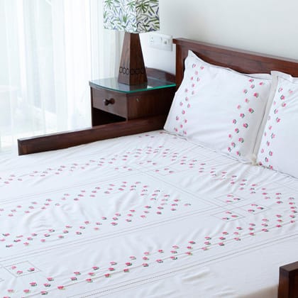 Hand Embroidered Bed Linen - 90x108 SINGLE PC