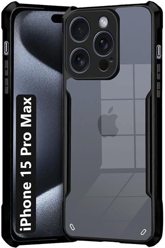 PLUGTECH Slim Shockproof Case | Matte Black Soft | Drop Protection | Precise Cutouts | Premium Mobile Cover for Apple iPhone 15 Pro Max