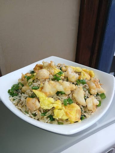 Mushroom And Spinach Prawns Fried Rice