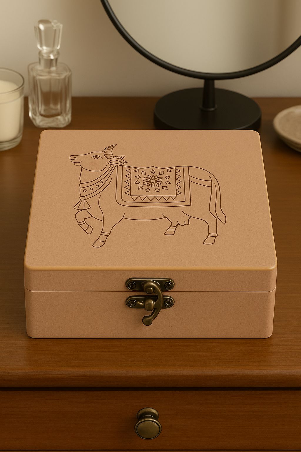 Dbeautify's Pichwai Cow Engraved Lock Box