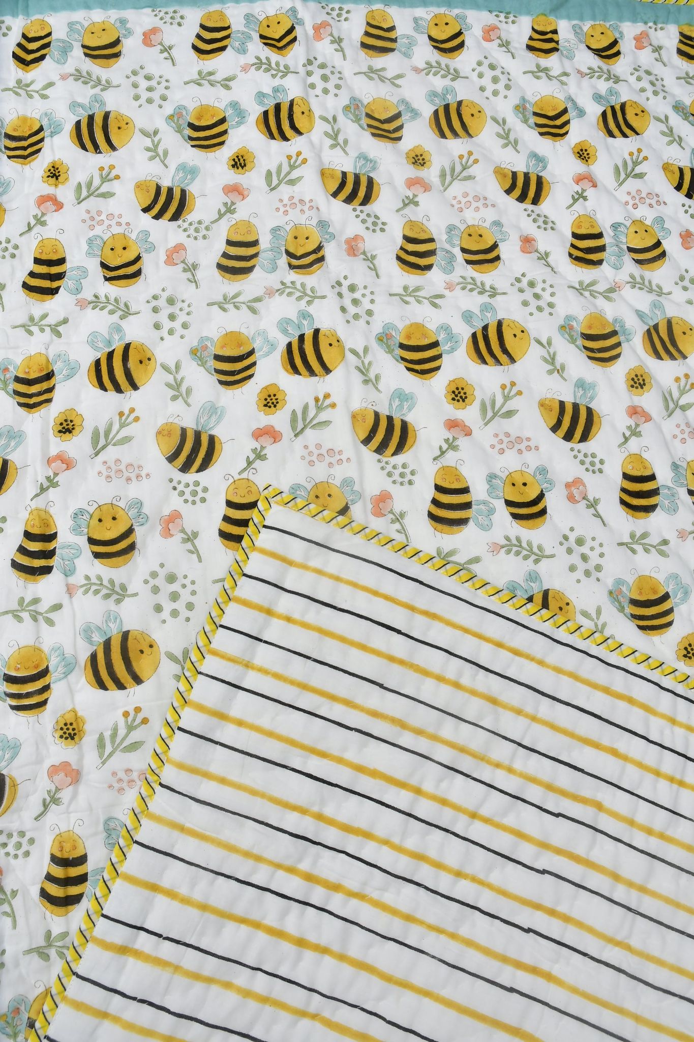 Honey Bee Reversible Baby Handblock Quilt