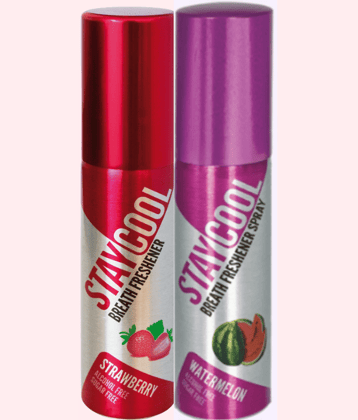 StayCool (1 Mint , 1 Fruit) Breath Freshener Spray Strawberry , Watermelon 40 mL Pack of 2