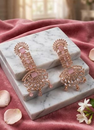 Generic Women's Brass Silver Plated Drop Earrings (Pink)-PID66262 Generic Women's Brass Silver Plated Drop Earrings (Pink)-PID66262