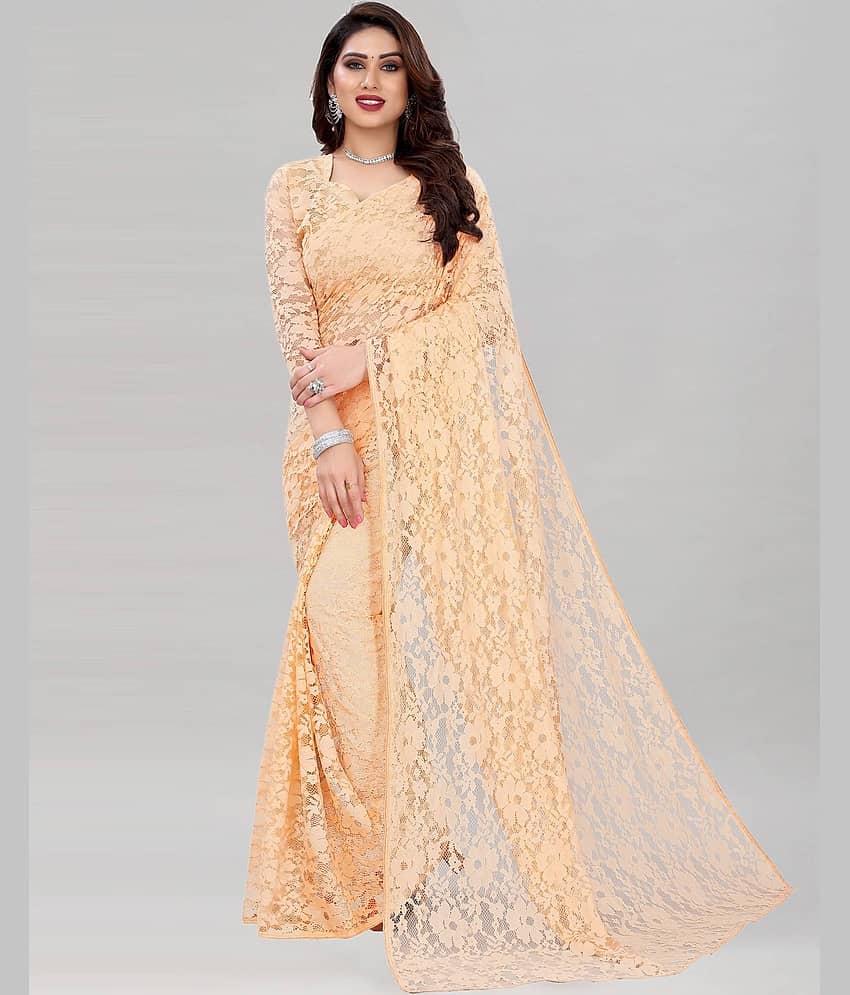 Today Deal Net Cut Outs Saree With Unstitched Blouse Piece ( Beige )