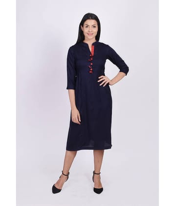 FabbibaPrints - Navy Rayon Women's A-line Kurti ( Pack of 1 )
