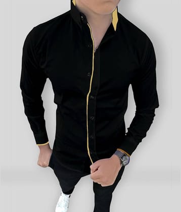 SUR-T - Black Cotton Blend Slim Fit Men's Casual Shirt (Pack of 1)