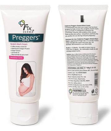 Fixderma Pregger's Stretch Mark Cream with Ceramide, Niacinamide & Lactic Acid 60g, (Pack of 1)
