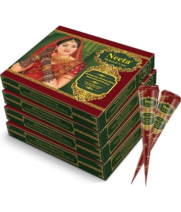 Neeta Mehendi Cones for Hand Desgning & Wedding, Bridal Mehandi Cone Reddish Brown Color 12 Pcs in 1 Box (Pack of 4)