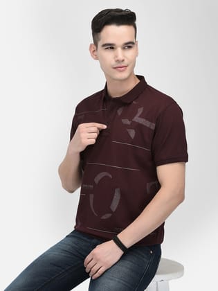 Wine Typographic Print T-Shirt-L / Red