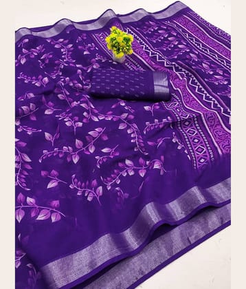 HEMA SILK MILLS Linen Printed Regular Saree With Unstitched Blouse Piece ( Pink )