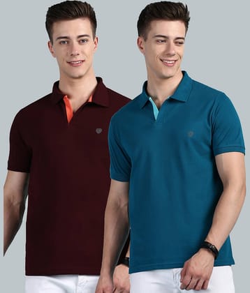 Lux Cozi - Red Cotton Regular Fit Men's Polo T Shirt ( Pack of 2 )