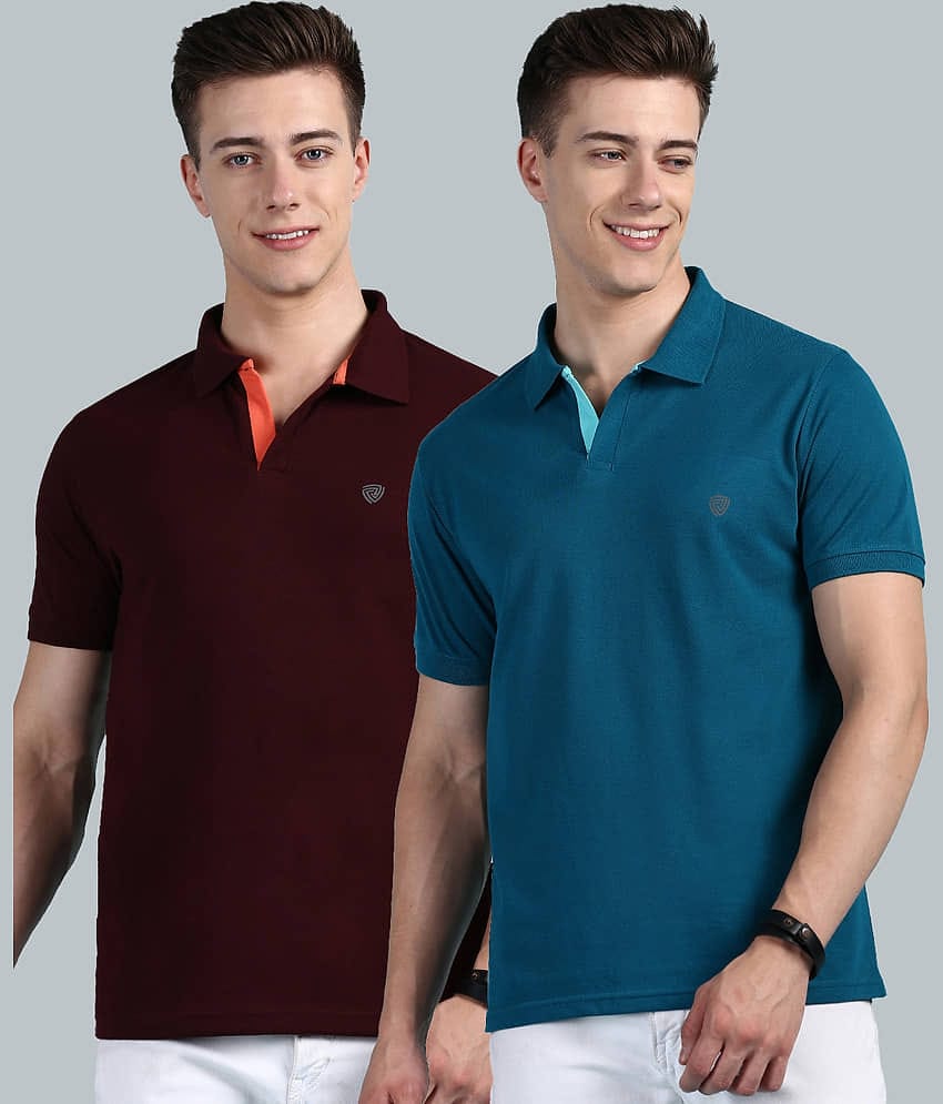 Lux Cozi - Red Cotton Regular Fit Men's Polo T Shirt ( Pack of 2 )