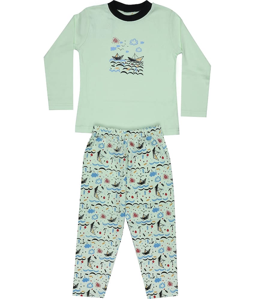 KABOOS Pack of 1 Boys 100% Cotton Nightsuit Set ( Off White )