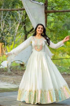 Beautiful Designer Party Wear Look Gown-Dupatta