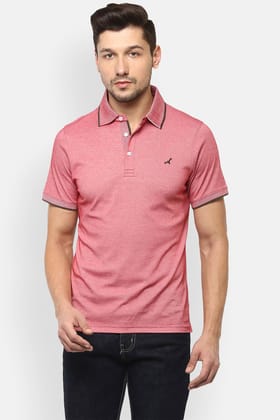 Men's Polo Collar T-Shirt - Red-Medium / Red