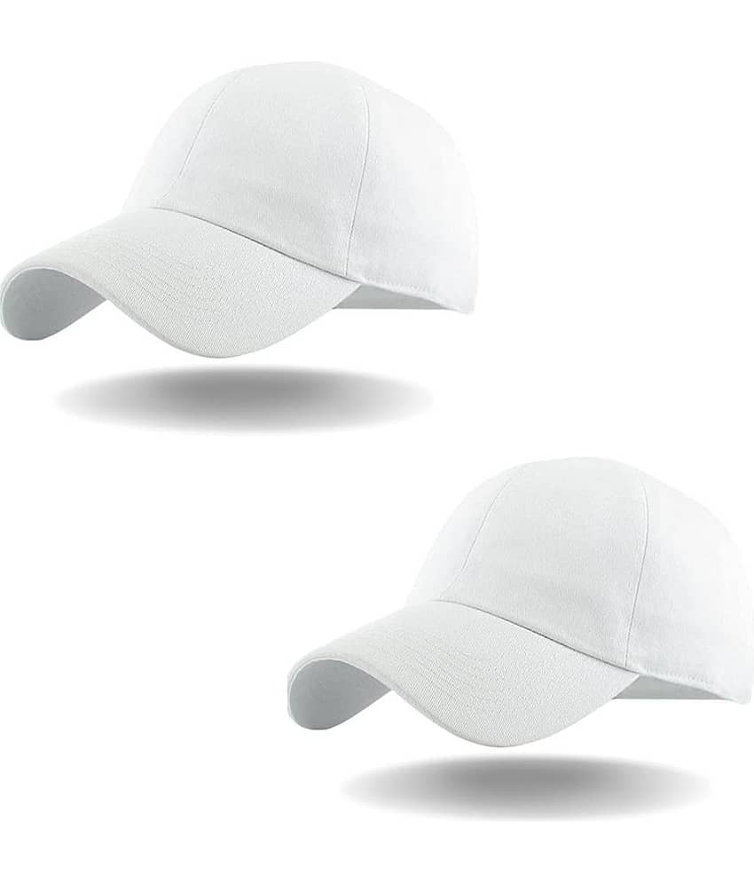 THRIFTKART White Cotton Blend Men's Cap ( Pack of 2 )
