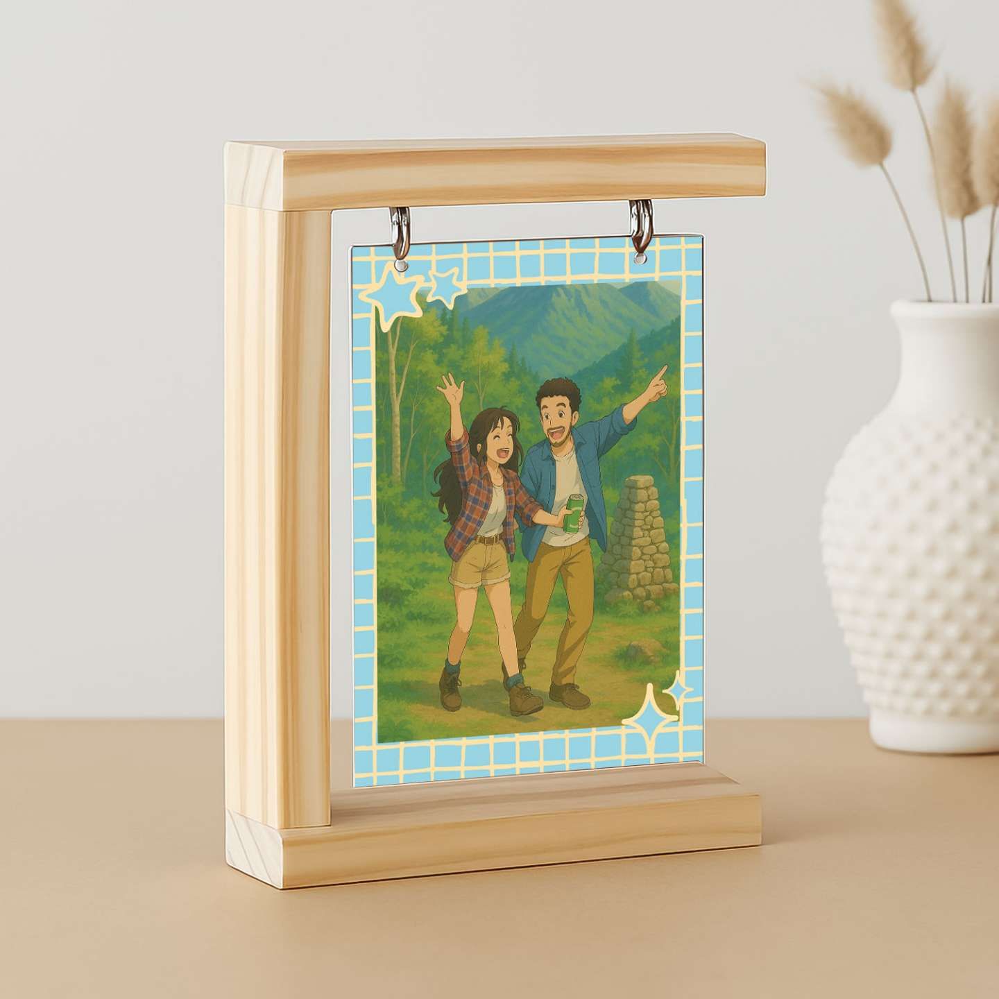 FNP Hanging Photo Frame - Anime-Printed MDF Wood Photo Frame - Fun Gift for Valentine & Wall Decor