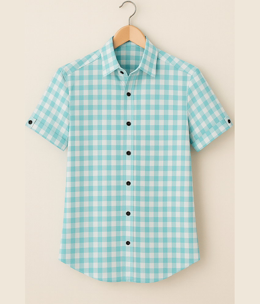 IQIVLI Cotton Blend Regular Fit Checks Half Sleeves Men's Casual Shirt - Green ( Pack of 1 )