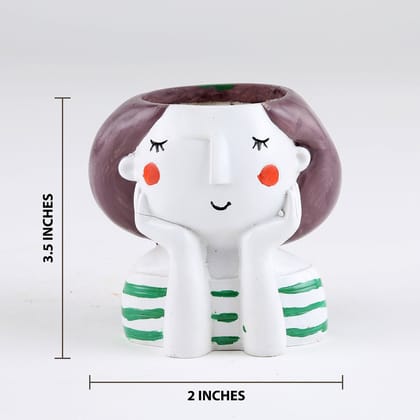 Green Thinking Girl Resin Pot