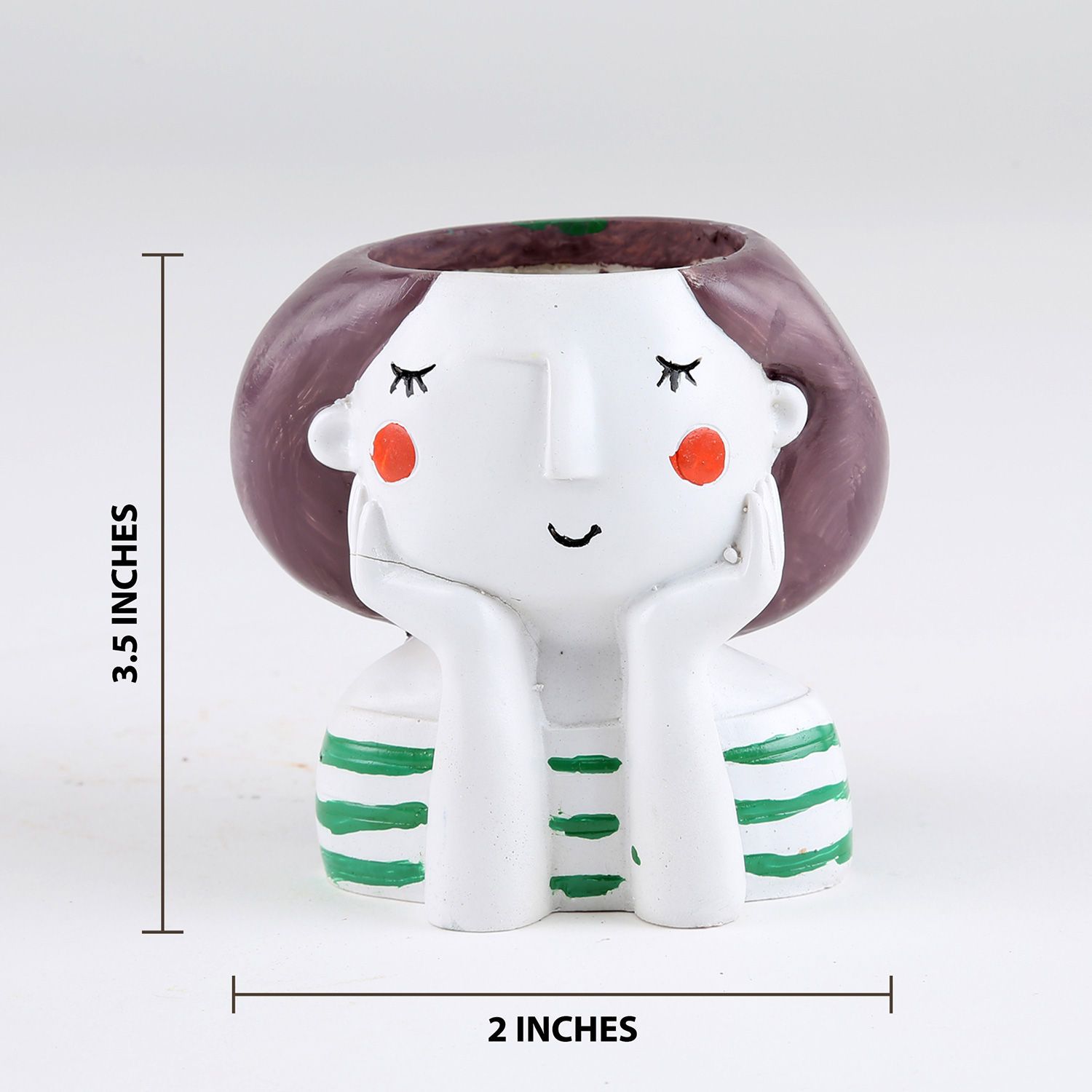 Green Thinking Girl Resin Pot