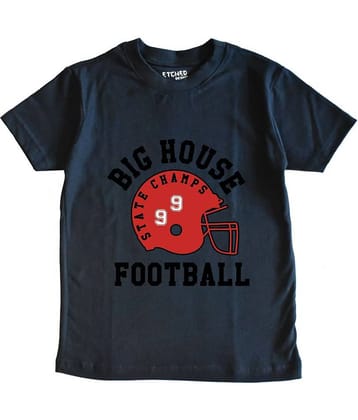 ETCHED DESIGN Pack of 1 Boys Cotton T-Shirt ( Navy Blue )