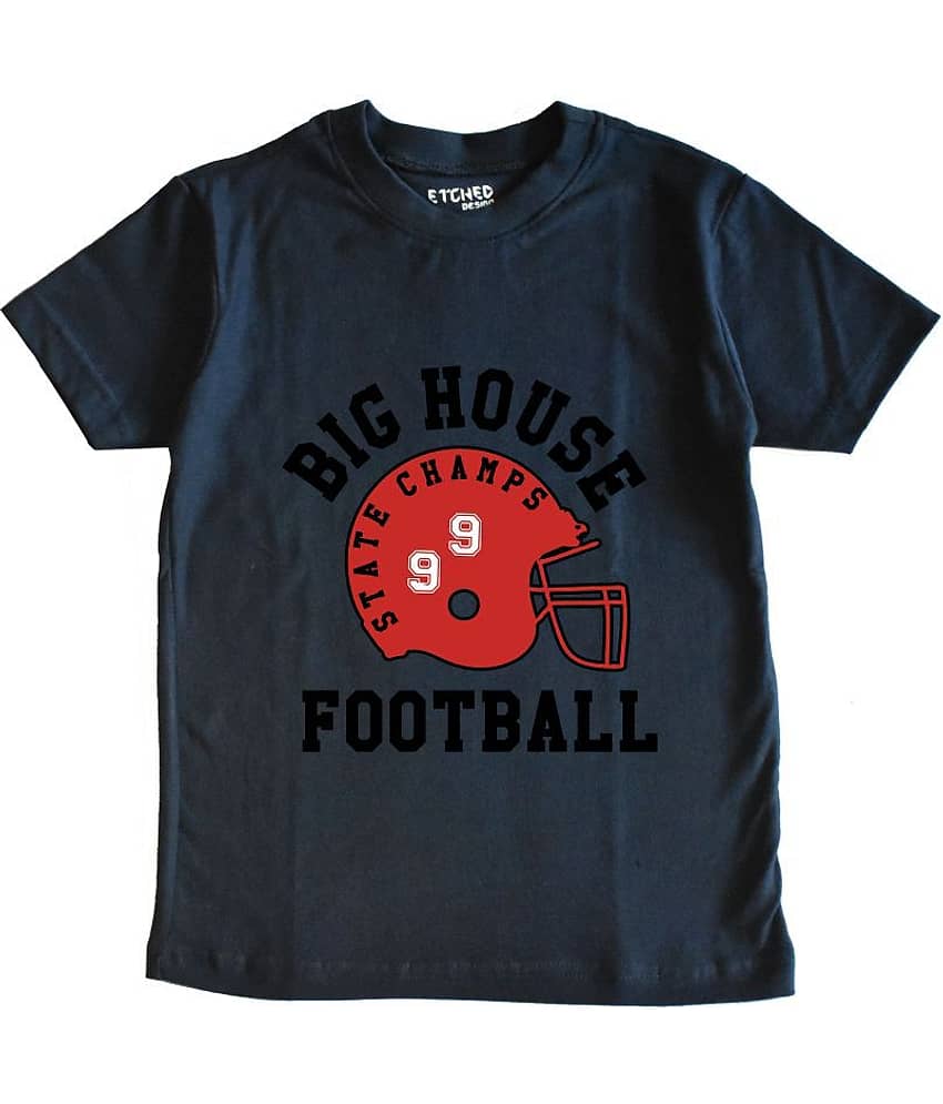 ETCHED DESIGN Pack of 1 Boys Cotton T-Shirt ( Navy Blue )