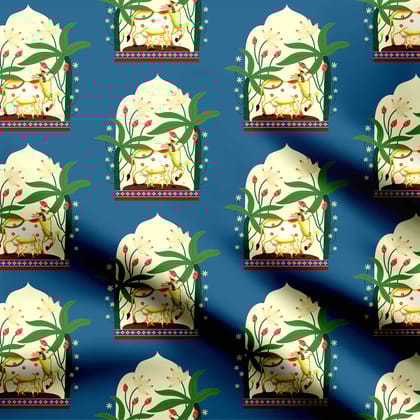 Lotus Melody in Cream Print Fabric-Cotton