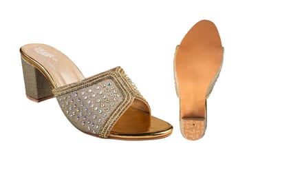 Titas Ladies Golden Wedding Chappal (Cs W 250221)-Golden / 7