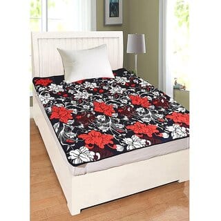 29K Floral Printed Mattress Protector 200X180 King Size - Black