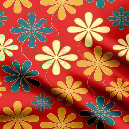 The Red Pattern Florel Print Design Print Fabric-Cotton